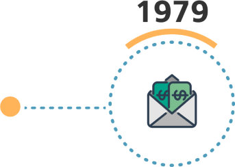 Year 1979 with a payment envelope icon